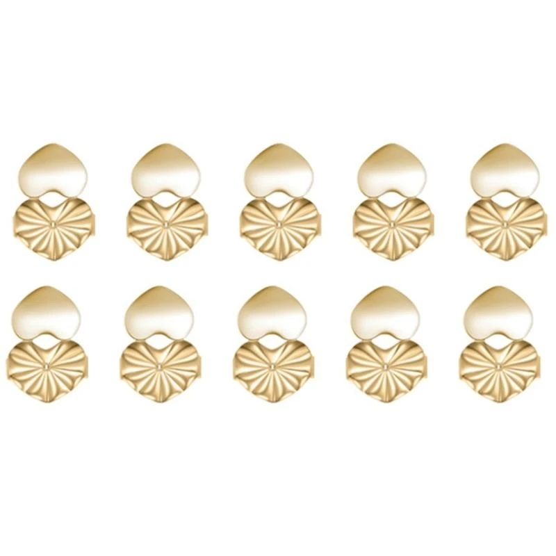 

C71D Pack of 10 Heavy Earrings Heart Lifter Support Sturdy Earplug Retainer Earring Backs For Heavy Earrings Heart