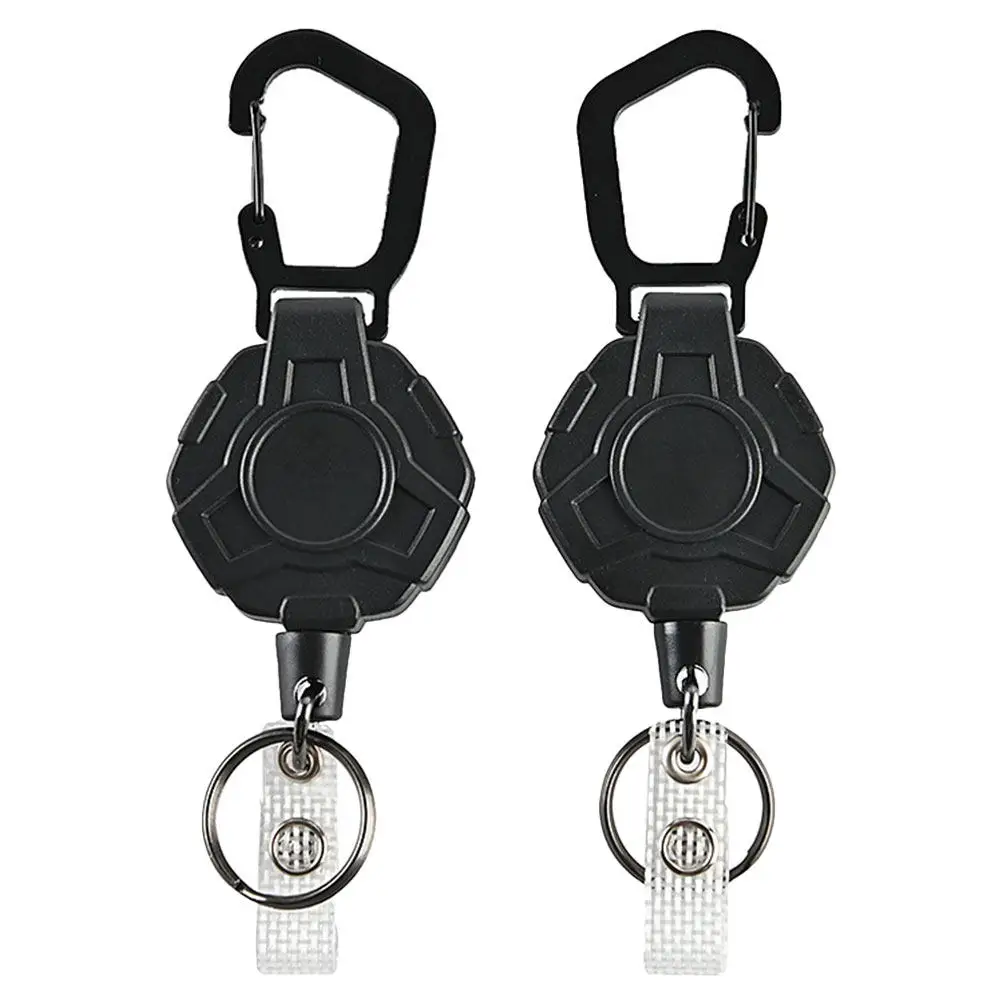 2Pcs Retractable Keychain Heavy Duty Elastic Anti-Lost Key Holder with Clip for Outdoor Camping Climbing Work Party Portable