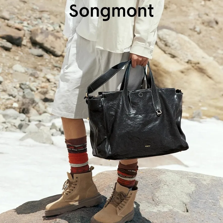Songmont Large Seeing Things Travel Bag Trail Series Vegetable Tanned Cowhide Handheld Crossbody Briefcase