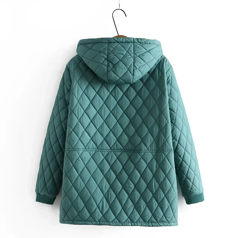 Plus Size Parkas Damen Kleidung Winter Wattierte Jacke Mittleren Alters Mit Kapuze Argyle Dicker Fleece-Liner Warmer gepolsterter Mantel 2024