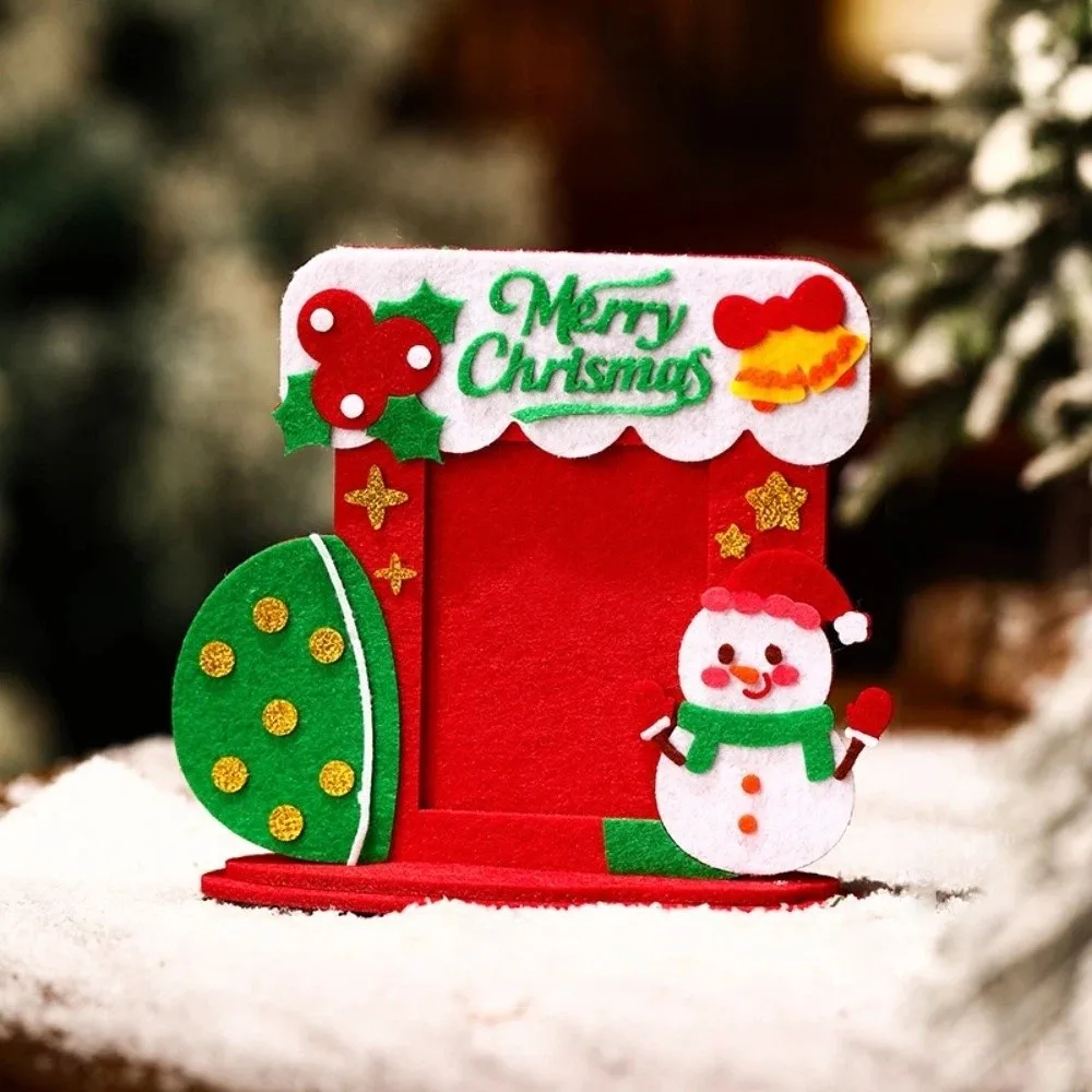 Santa Claus DIY Christmas 4in Frame Christmas Tree Elk Xmas Non-Woven Photo Frame Handmade Snowman Christmas Toddlers