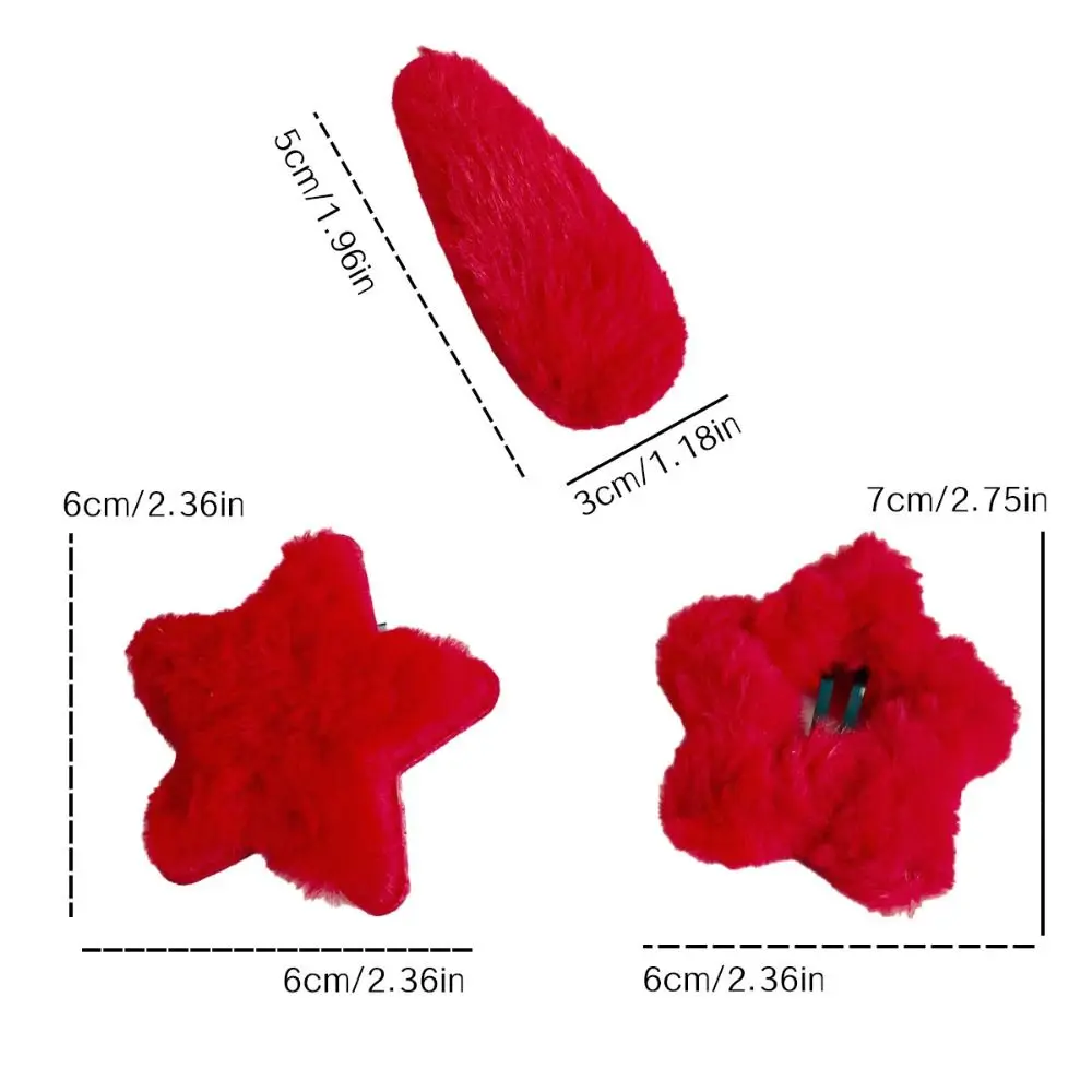 1 пара капель воды, плюшевые заколки для волос со звездами, заколки в корейском стиле, новогодние заколки для волос, боковой зажим, аксессуары для волос