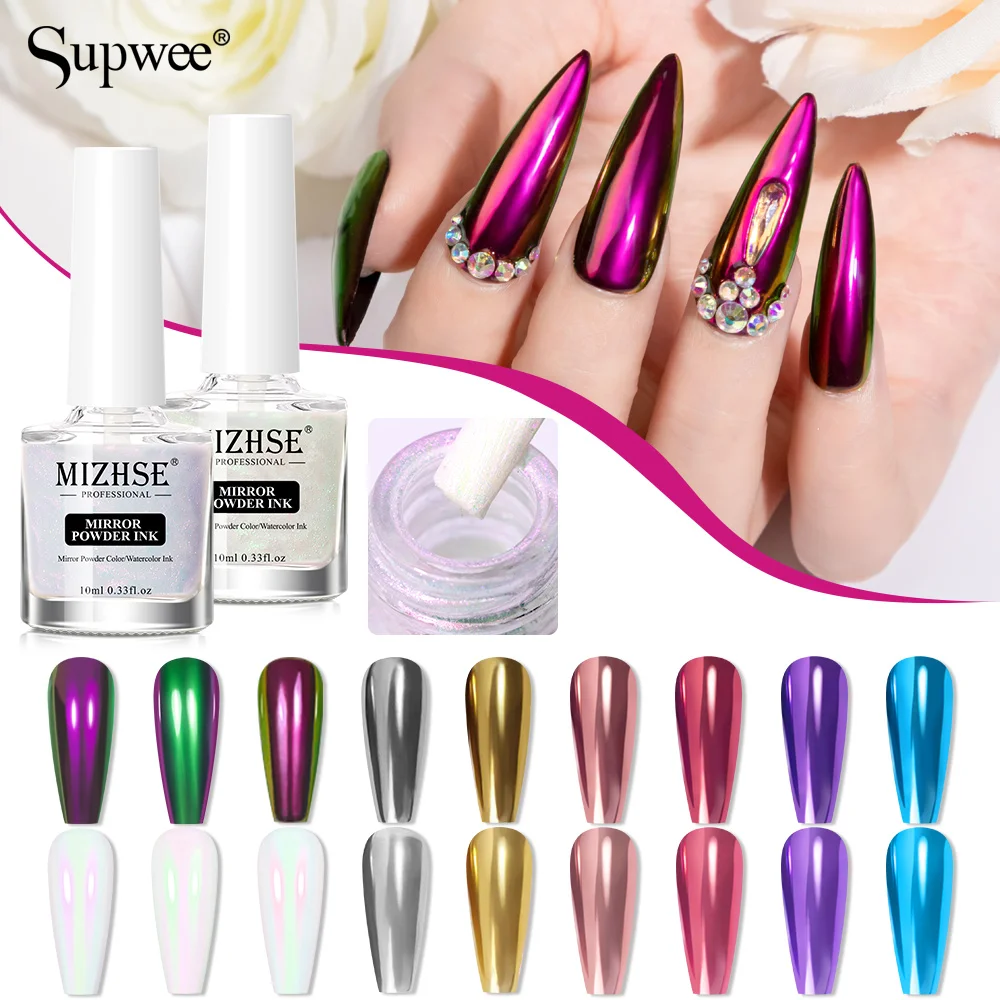 

MIZHSE 10ML Magic Chrome Liquid Aurora Metallic Mirror Effect Nail Polish Manicure Semi Permanent Nail Art Glitter Gel Pigment