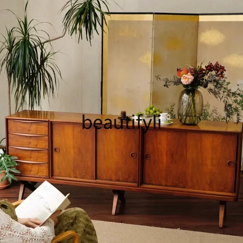 

02Style Solid Wood Storage Cabinet Entryway Floor Decorative Cabinet Natural Wood Style Storage Organizer