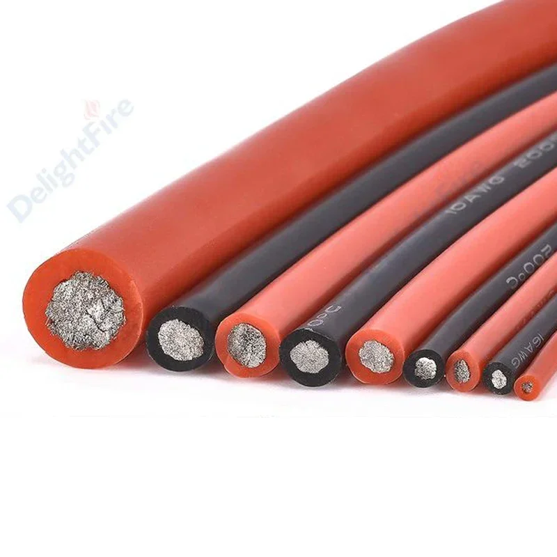 Silicone Wire 4 6 8 10 12 14 AWG Electrical Wire Heat Resistant Red Black Felixible Extension Cable For Solar Panel Inverter