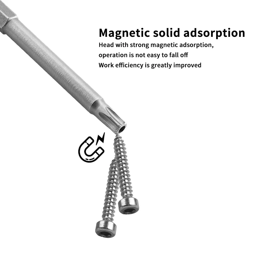 8pc 100mm S2 Magnetic Hexagonal Handle Screwdriver Head Hollow Plum Blossom Hole Hand Electric Drill Pneumatic Tool Accessories image 4