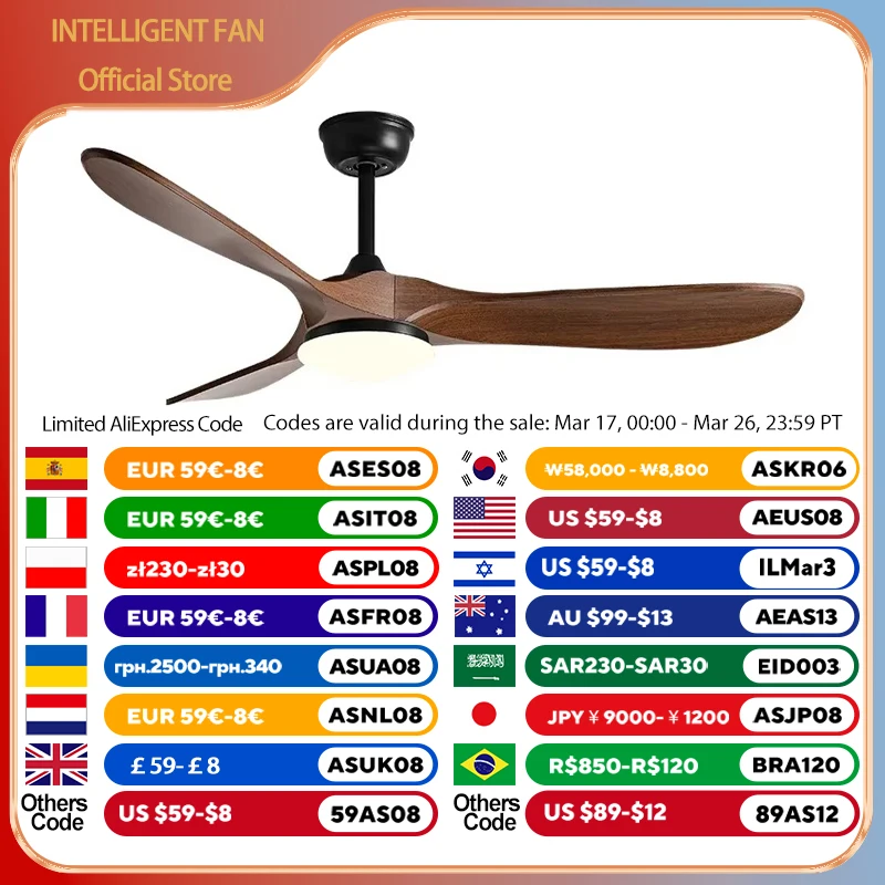 42/52/60Inch 3 ABS blade DC 35W pure copper motor Ceiling Fan with Remote Control and 20W LED Light Restaurant Fan