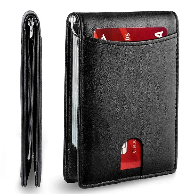 BRFID Diebstahlschutz Kreditkartenetui Luxus Brieftasche Männer Mikrofaser Karten-ID-Halter Männliche Kartenklammern Geldbeutel Schlanke Brieftasche