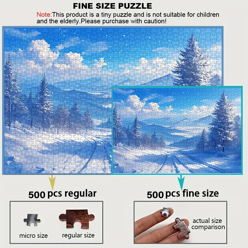 静かで新鮮な冬の雪景色をデザインした大人向けミニジグソーパズルの箱 - 傷つきにくい、高難易度