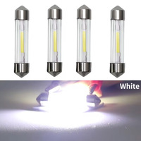 4pcs Led Festoon 31MM 36MM 39MM 41MM C5W C10W COB Glass Led Bulbs Housing Dome Lamp Door Trunk Car License Plate Light 6000K 12V