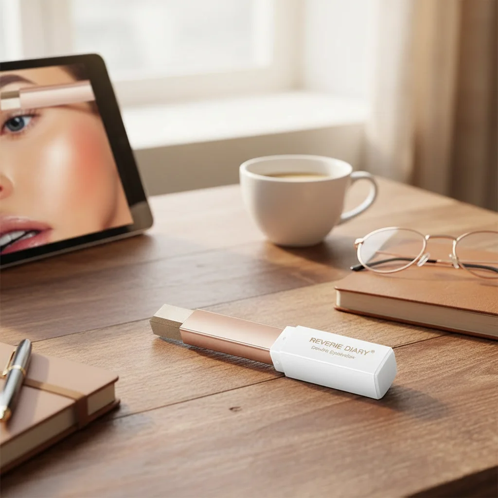 1 szt. Profesjonalny 2 w 1 dwukolorowy gradientowy aksamitny cień do powiek w sztyfcie, łatwy w użyciu, wodoodporny, długotrwały, połyskujący, metaliczny cień do powiek.