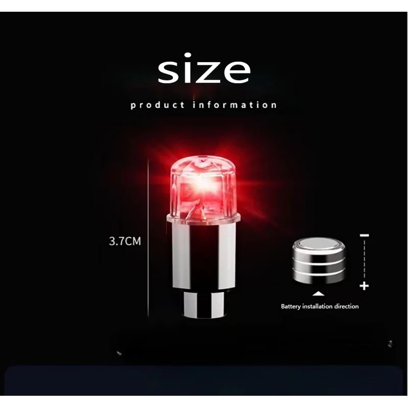 2/4 قطعة سيارة ملونة الإطارات صمام قبعات LED سيارة دراجة نارية الدراجات عجلة فانوس المتحدث محور الإطارات مصباح عجلة قبعات #6