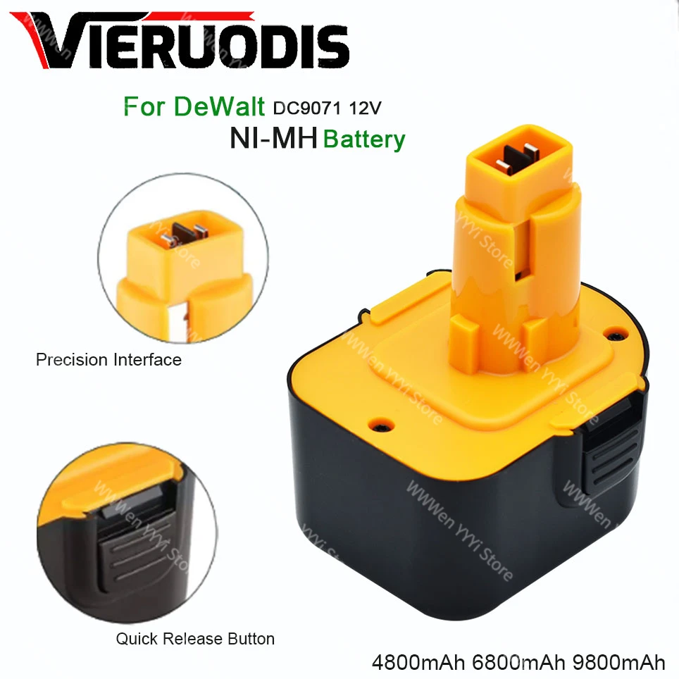 

4800mAh NI-MH Power Tool Battery For Dewalt 12V DW9072 DW9071 DC9071 DE9037 DE9071 DE9072 DE9074 DE9075 152250-27