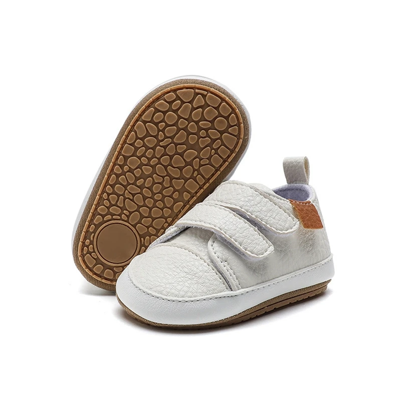 Spring Newborn Baby Shoes Boy Girl Solid Rubber Sole Anti-slip First Walker Infant Warm Breathable Leather Casual Shoes 0-18M