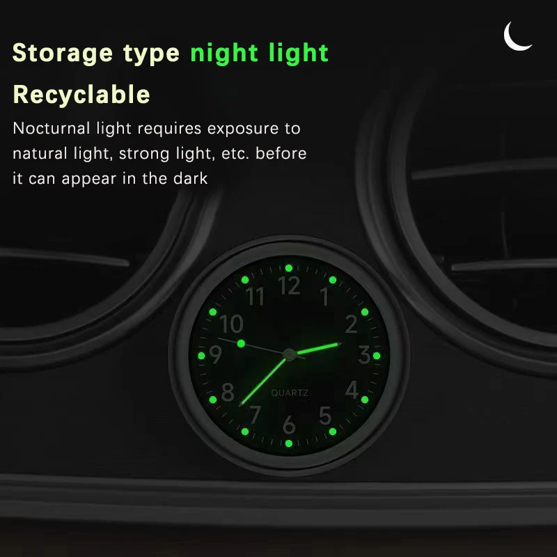 하이 퀄리티 범용 패션 소형 야광 자동차 시계, 충격 방지 장식 자동차 시계, 자동차 장식, 자동차 액세서리