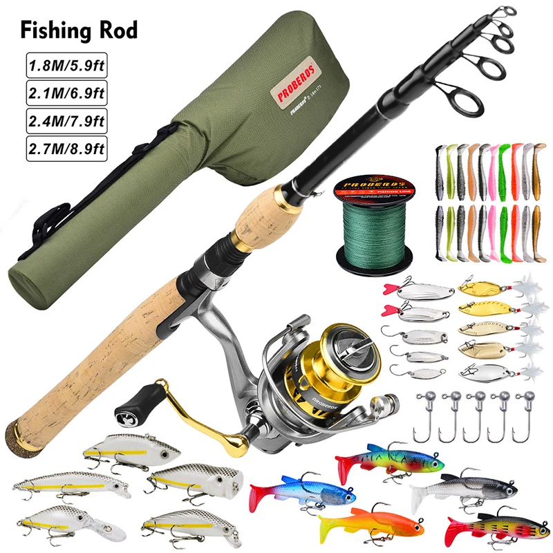 1.8-2.7mPortable feeder rod combo carbon telescopic spinning fishing rod reel set travel pole boat stick bass carp pike full kit