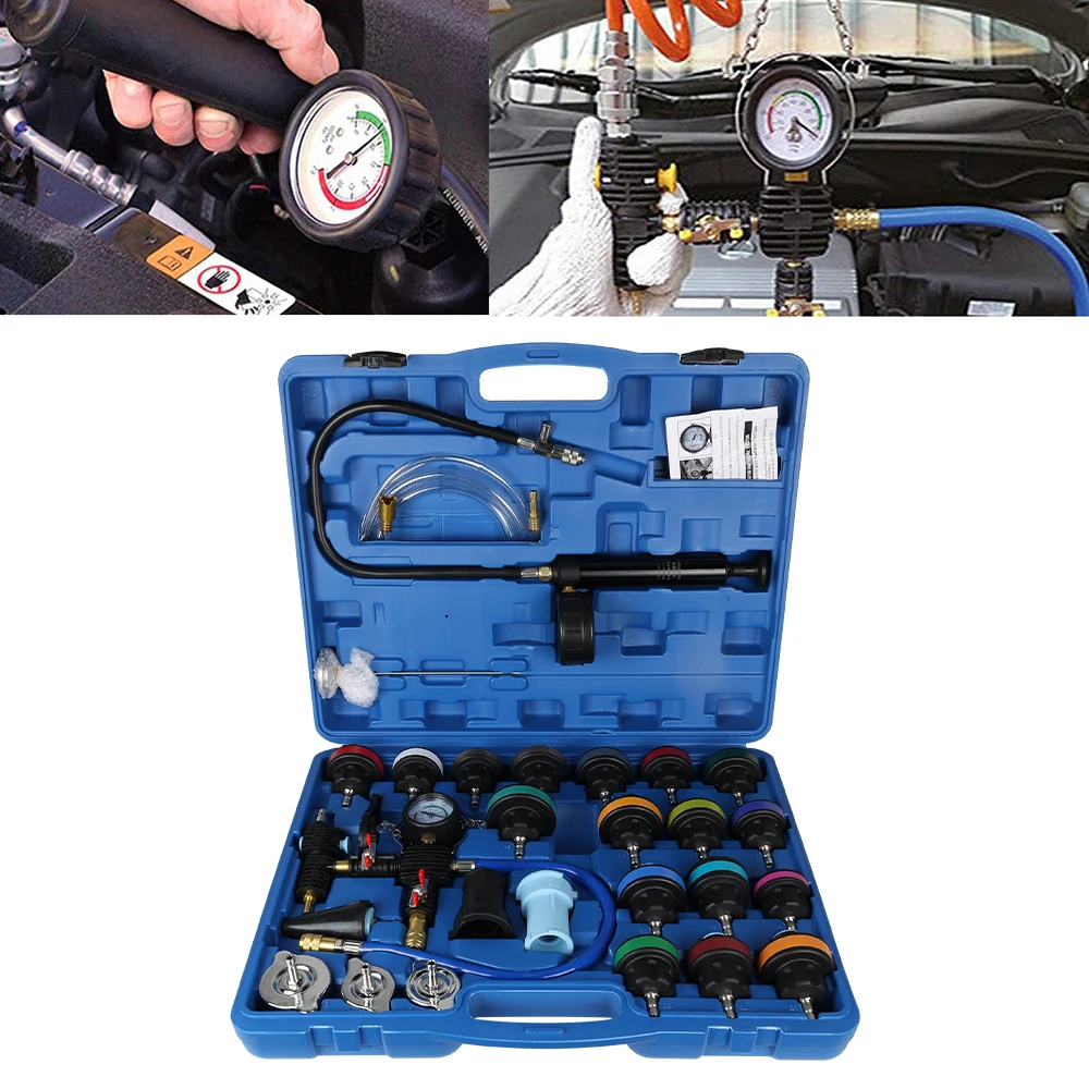Podofo 28-teiliges Auto-Kühlsystem-Druckprüfgerät Vakuum-Nachfüllwerkzeug-Set Vakuum-Nachfüll-/Lecksuch-Kit für VW JEEP – Detail 3