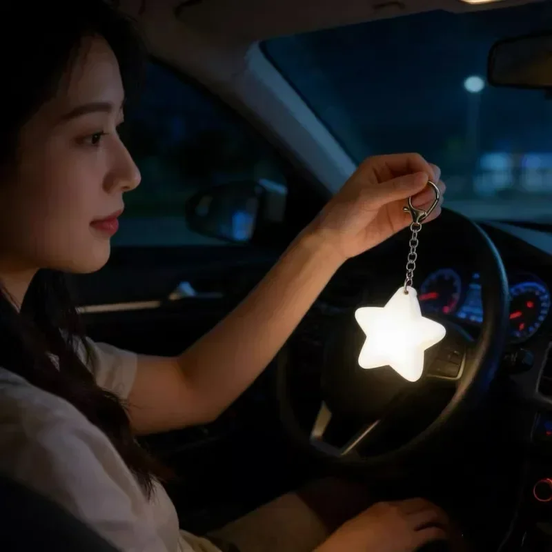 Star-shaped Touch Sensitive LED Light Keychains Sensor Bed Lamp Heart Light Cute Star Cat Paw Shape Backpack Decoration Gift