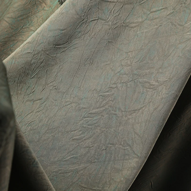 Bronze Rust Drape Pleated Texture Fabric Tie Dye for Vintage Creative Embossed Jacket and Skirt Clothing Designer Fabric