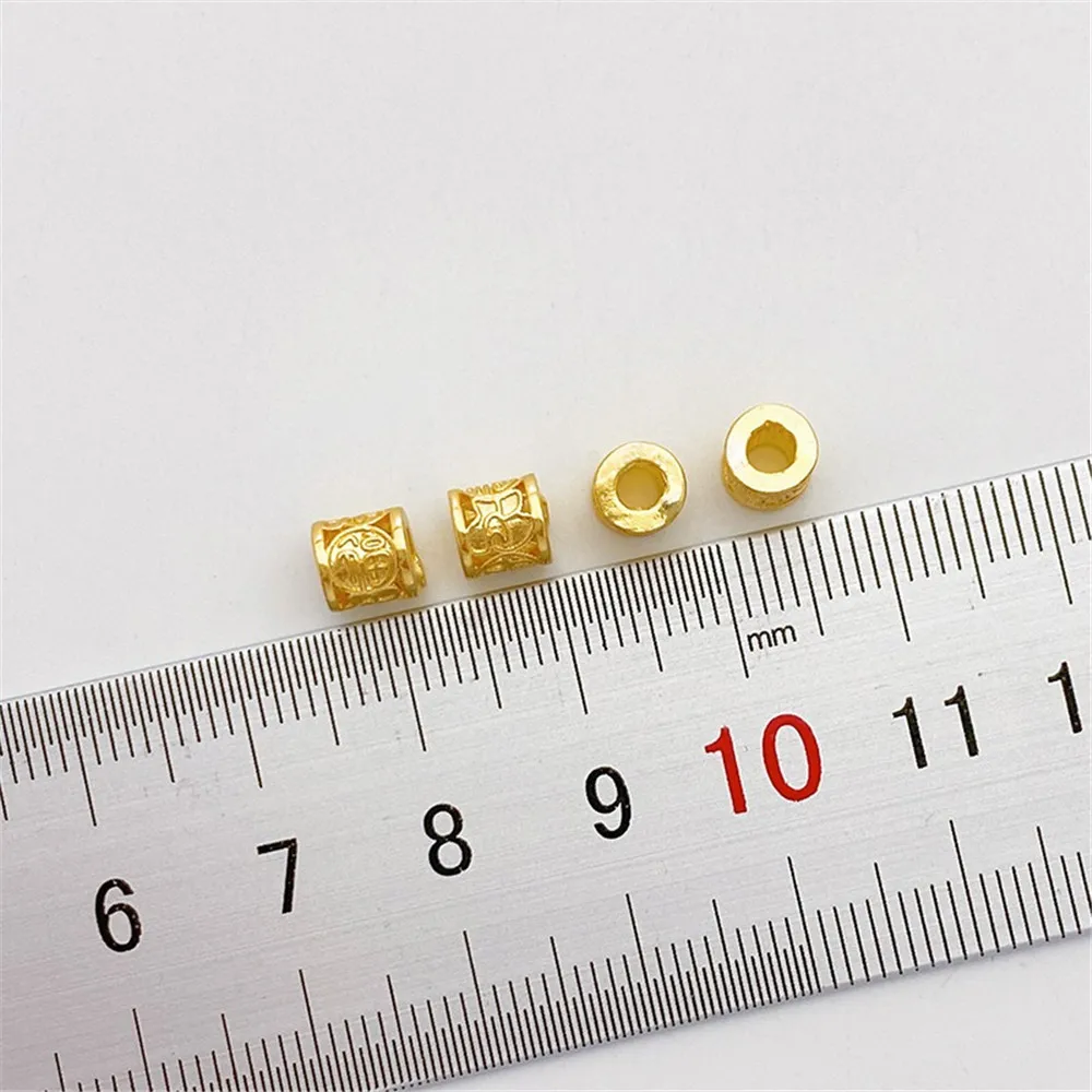 

18K Gold-Color Blessing Bucket Beads Tube Beads Handmade DIY Beaded Bracelet Necklace Jewelry Material Accessories L267