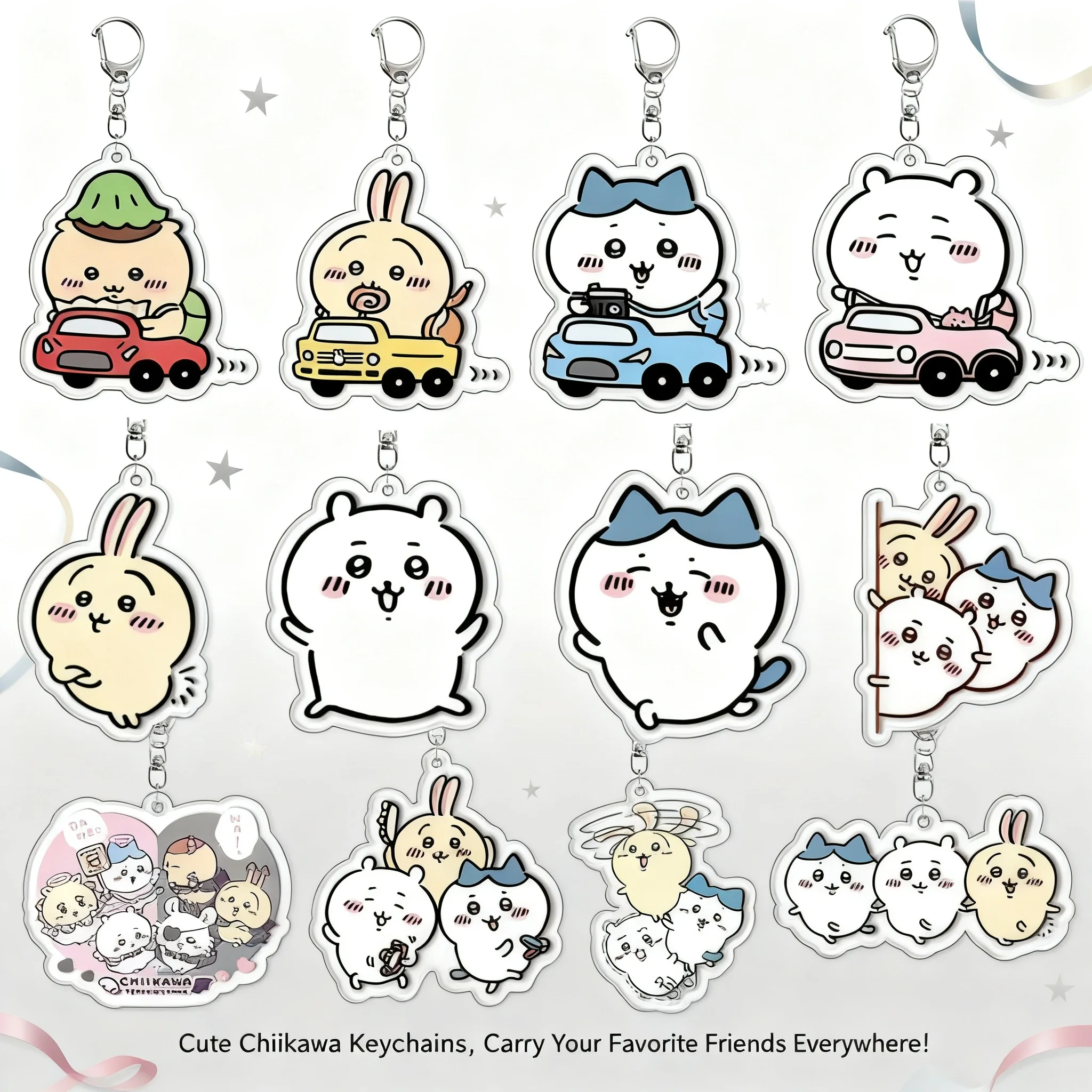 

Акриловый брелок-подвеска Chiikawa: DIY-аксессуары по мотивам аниме, готовые к отправке, многослойный дизайн, кавайные товары для фанатов