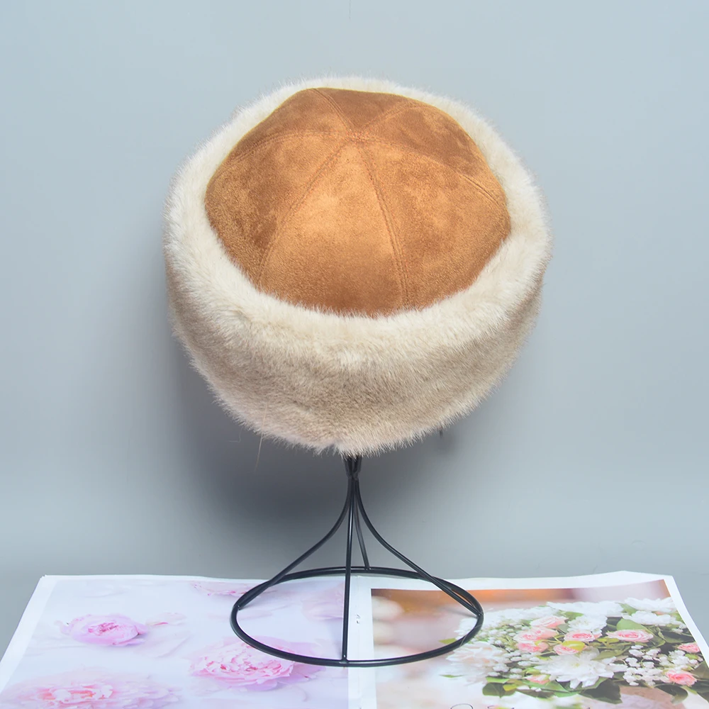 2024 False Fur Fashionable Brand Caps False Mink Fur Hats For Women Warm Russian Winter Hat Luxurious False Mink Fur Cap