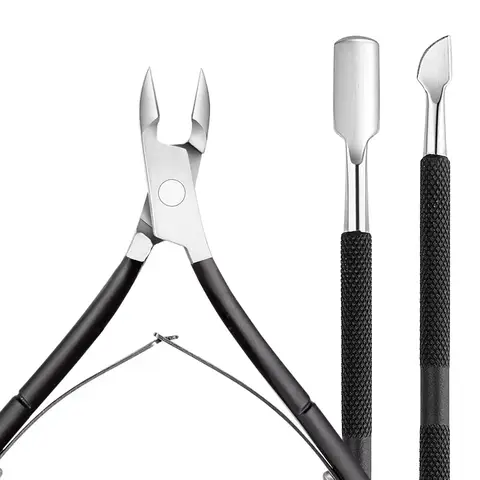 2 पीस/सेट नेल क्यूटिकल निपर डेड स्किन पुशर के साथ मैनीक्योर पेडीक्योर कैंची क्यूटिकल क्लिपर ट्रिमर टूल किट काला 10 best sales क्यूटिकल ट्रिमर - №5