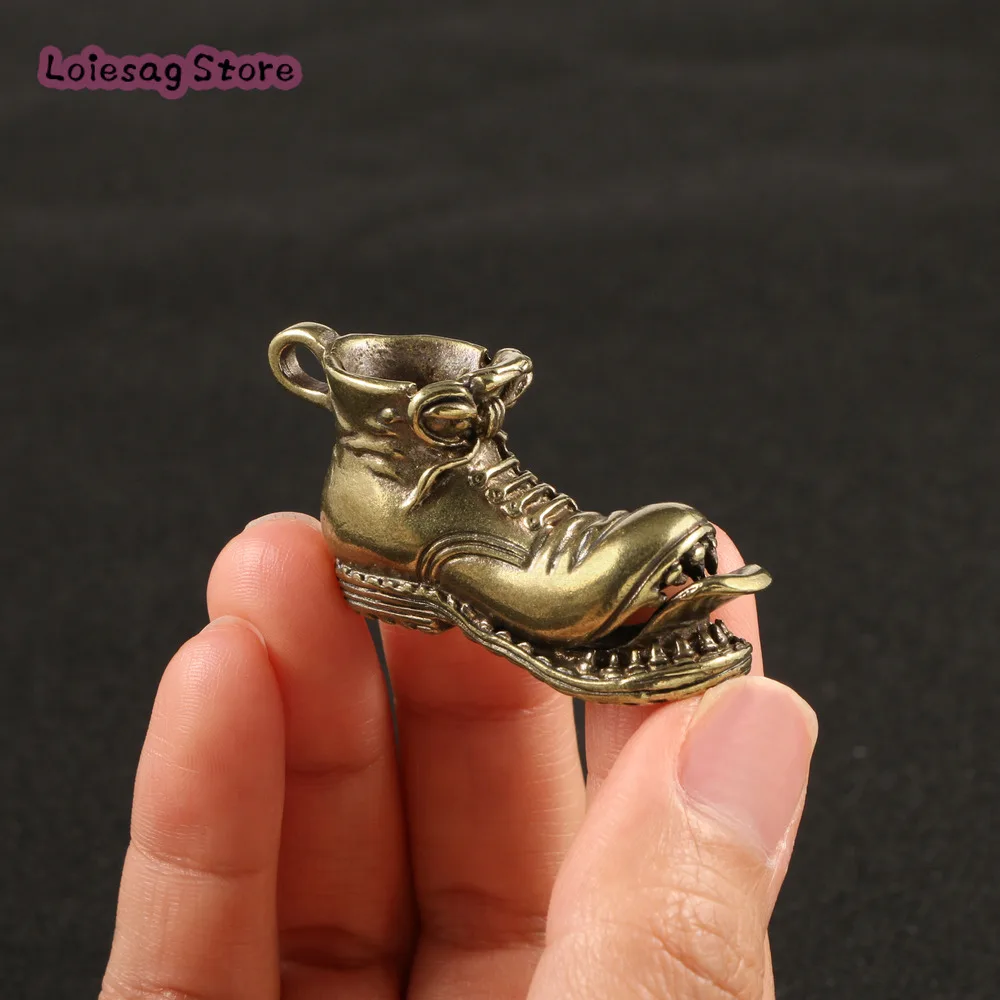 Creative Opening Antique Brass CraCked Mouth Boots Keychain Pendant Gift Large Toe ShoeS