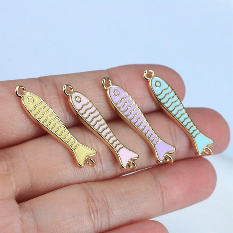 

10pcs /Cute Fish Enamel Charms For Jewelry Making Supplies Bohemian Animal Accessories Diy Earring Bracelet Necklace Keychain