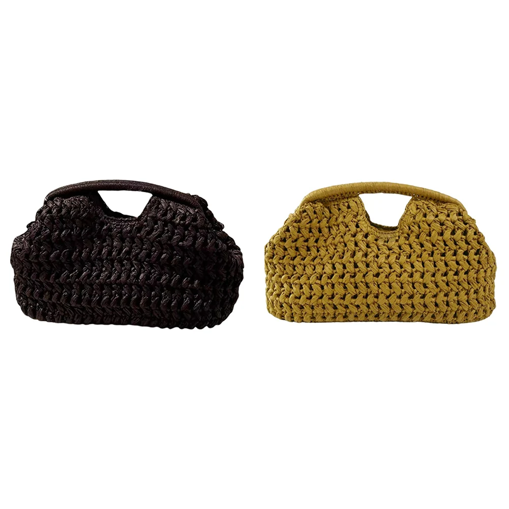 

Женская стильная вязаная сумка на плечо, большая вместительная повседневная пляжная сумка, однотонная соломенная сумка с клецками, летняя повседневная сумка