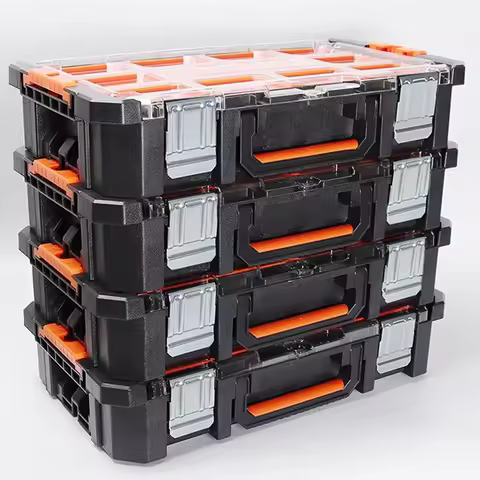 Stacked Toolbox Parts Screw Tools Storage Case Multi-grid Hardware Electronic Components Storage Box Portable Tools Organizer