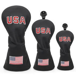 Golf Club Head Covers Golf Wood Head Cover for Driver Fairway Wood Covers Hybrid Headcoves with USA Flag