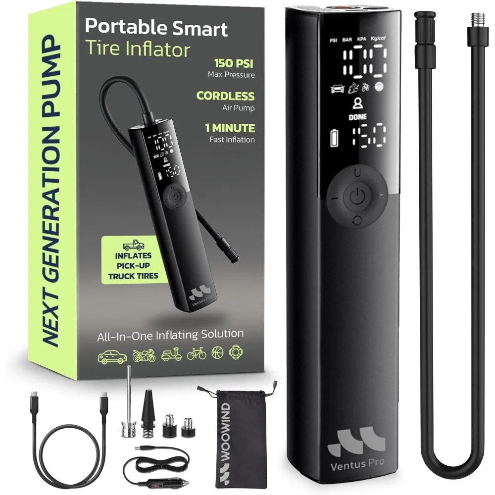 

Портативный воздушный компрессор для накачивания шин для автомобиля, велосипеда, мотоцикла, внедорожника, бездорожья и грузовика — быстрый автомобильный насос, 150 фунтов на квадратный дюйм, беспроводной 12 В постоянного тока,