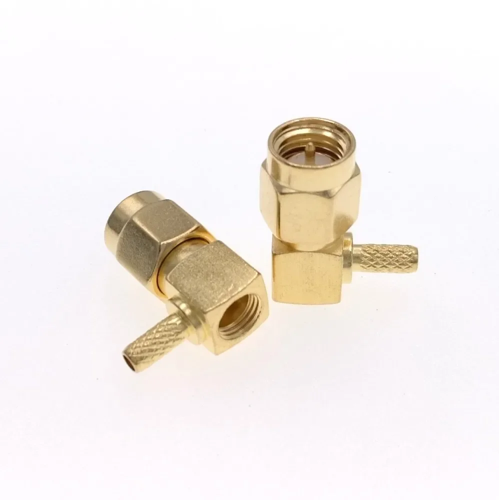 Conector SMA macho de crimpado de ángulo recto RF para Cable RG174 RG316