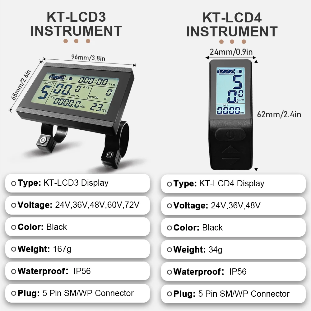 Bicicletta elettrica KT LCD Display a LED impermeabile SM Plug 24V 36V 48V Lcd3 lcd8h led 880 LCD7 ebike Display per Kit bici elettrica