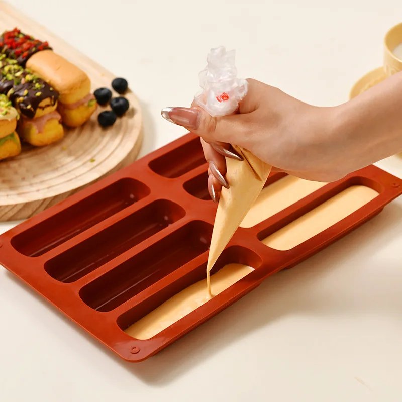 8 Cavity Silicone Long finger biscuit mold Tiramisu Mousse Cake Baking Tool DIY Homemade French Sweets Chocolate Baking Mould