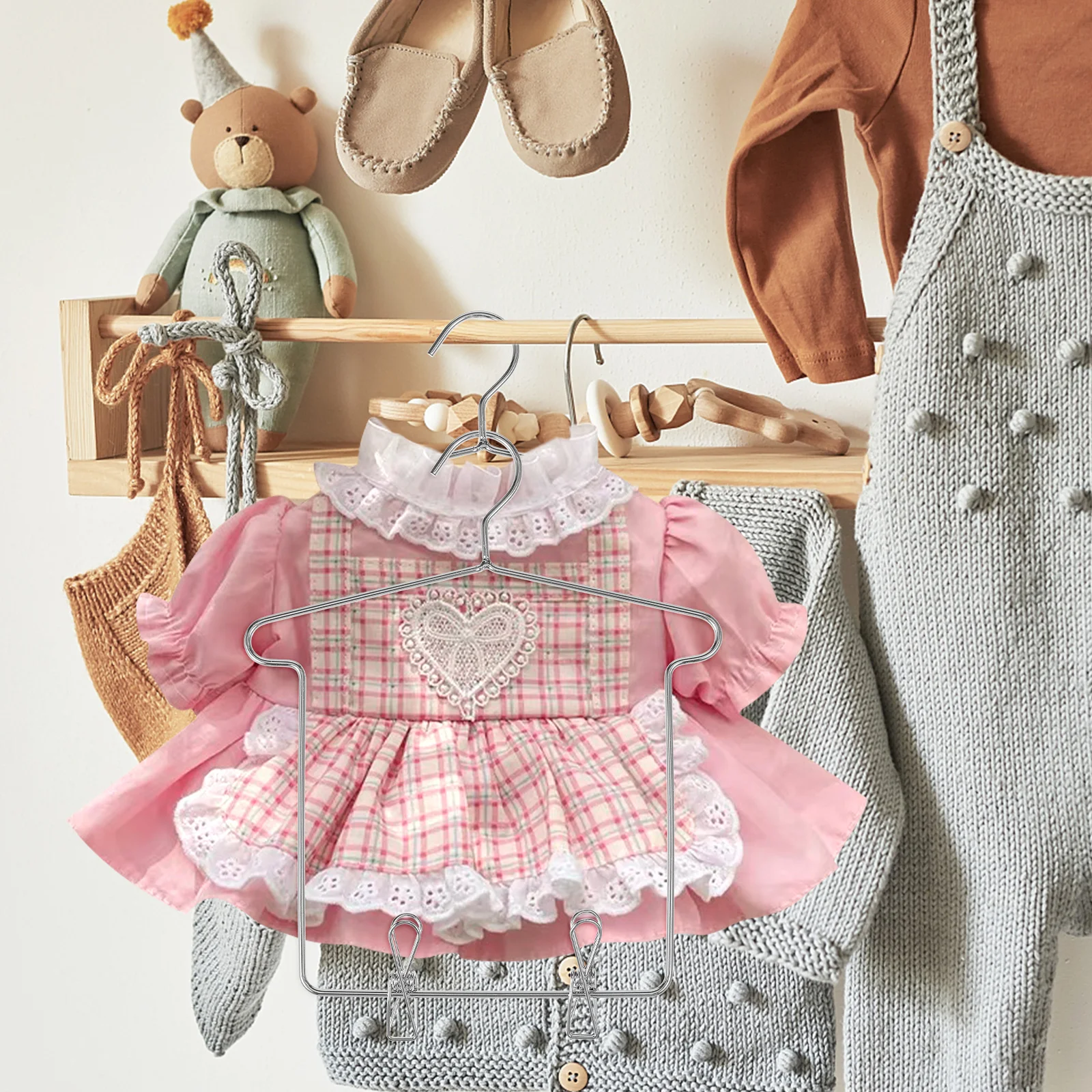 5 Sets Mini House Hanger Baby Dolls Clothes Hangers for 18 Inch Little Dollhouse Girl