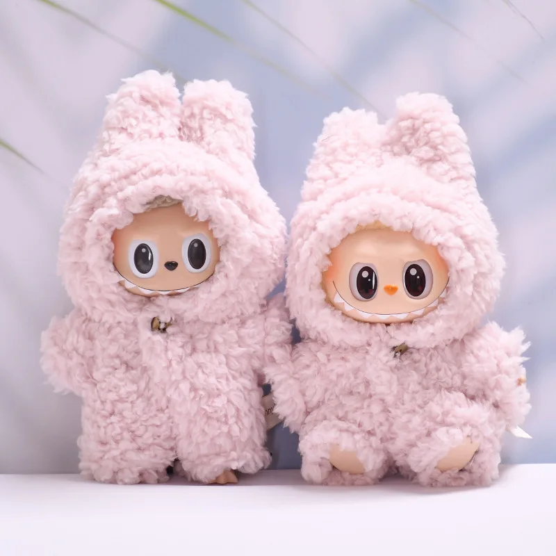 

For 15cm/17cm Labubu I II Doll Clothing Cartoon Shark Jumpsuit Set Sitting Party Accessories Clothing Plush Doll Outfit Clothes