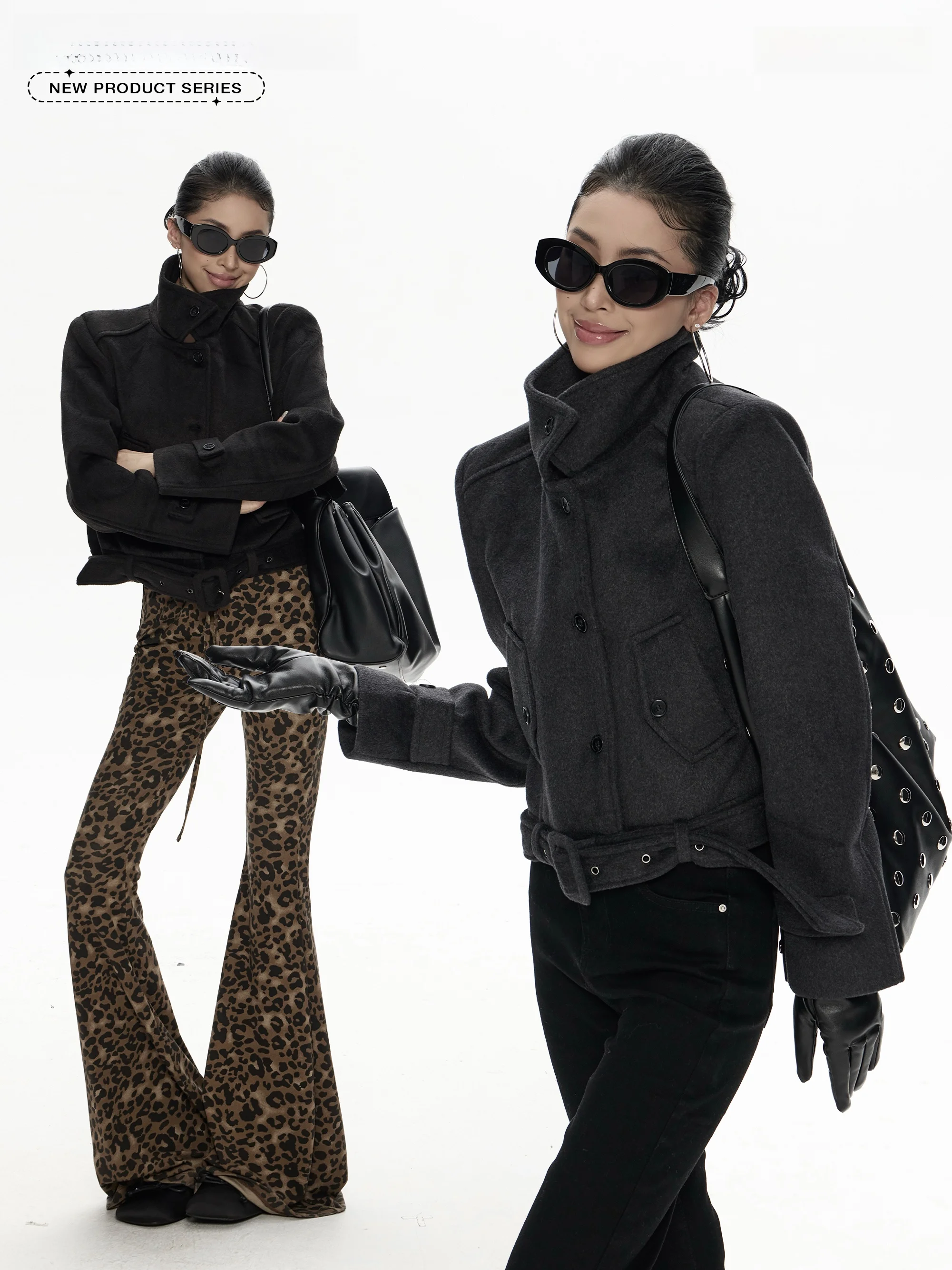 

Wild Zero Women's Thiened Long Sve Woolen Coat Stand Collar Loose Fit Autumn Winter New Sle Design Slimming Top