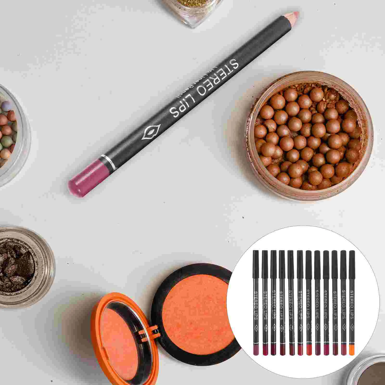 12 Pcs Black Stick Lip Liner Attractive Charm Fashion Precise Application Pencil Wood Female Makeup Supplies