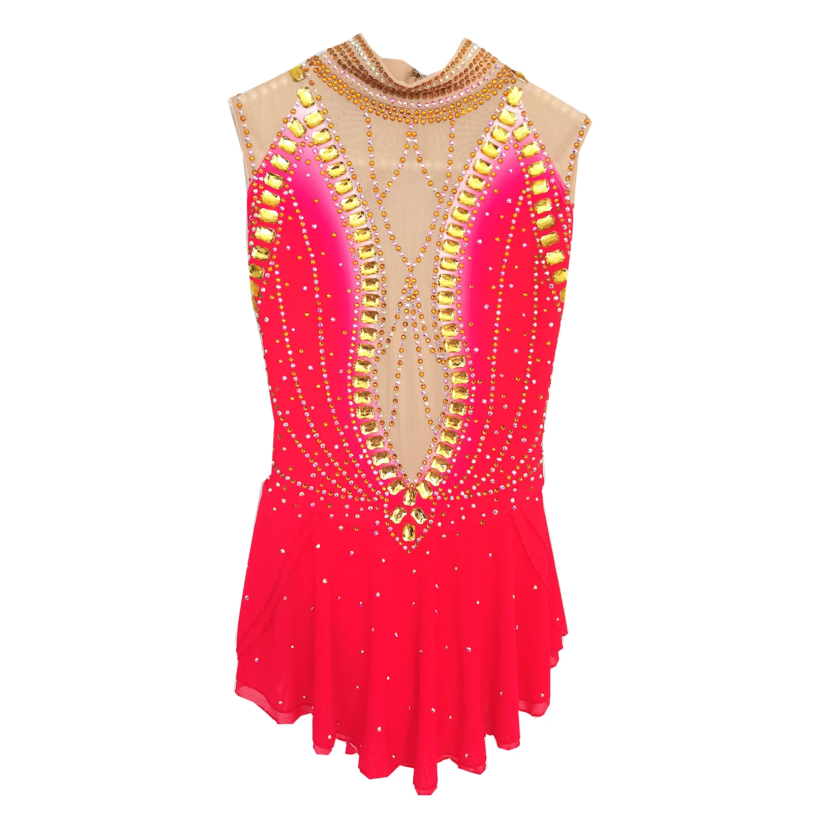

LIUHUO Ice Figure Skating Dress Women Topaz Red Inlaid diamond Handmade Competition Ballet Skating Wear