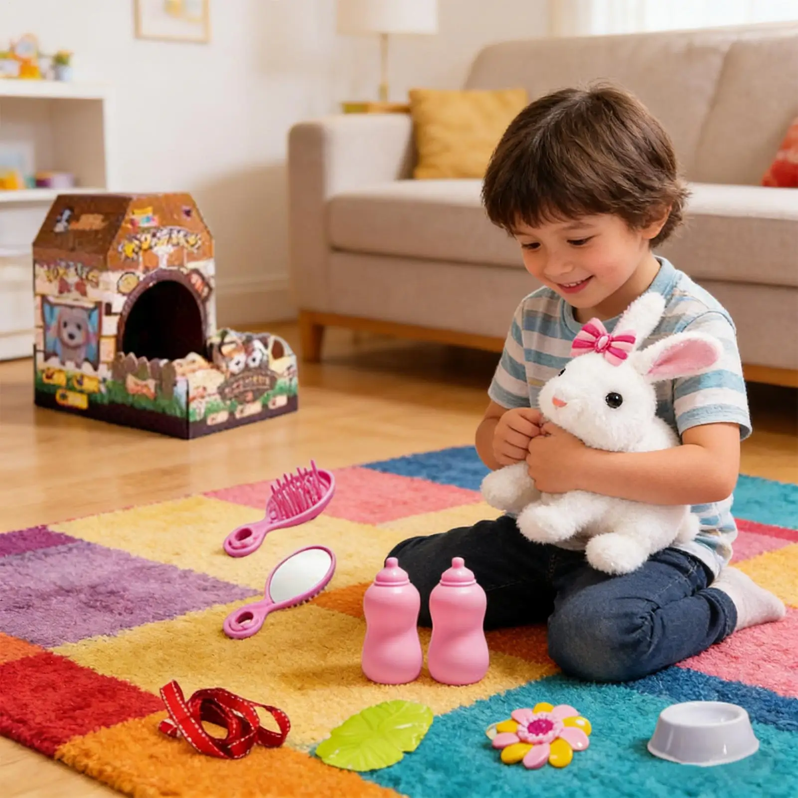 حيوان رفيق للأطفال، حيوان أرنب كهربائي مع أصوات، لعبة أرنب قطيفة للأطفال الأولاد والبنات، رأس السنة الجديدة وعيد الفصح