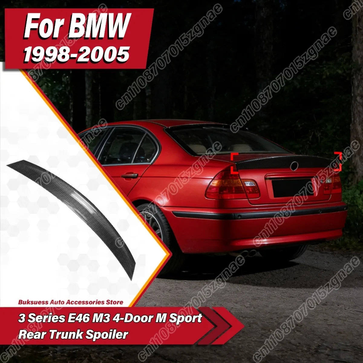 

For BMW 3 Series E46 M3 4-Door M Sport 1998 1999 2000 2001 2002 2003 2004 2005 Car Rear Trunk Spoiler Wing Body Modification Kit