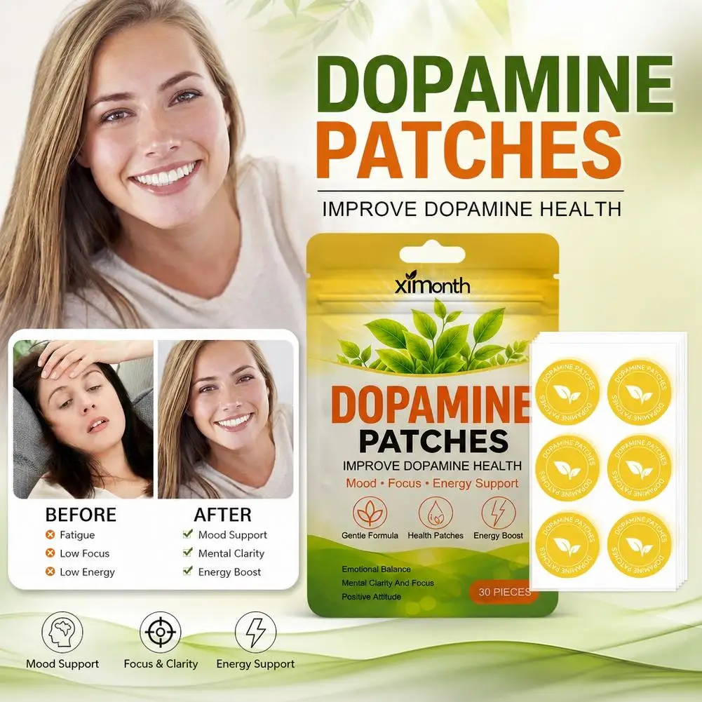 Dopamine Wellness Patches 30 Count Box with Rhodiola Rosea Extract Topical Support for Cognitive Focus Mental Clarity Daily Use
