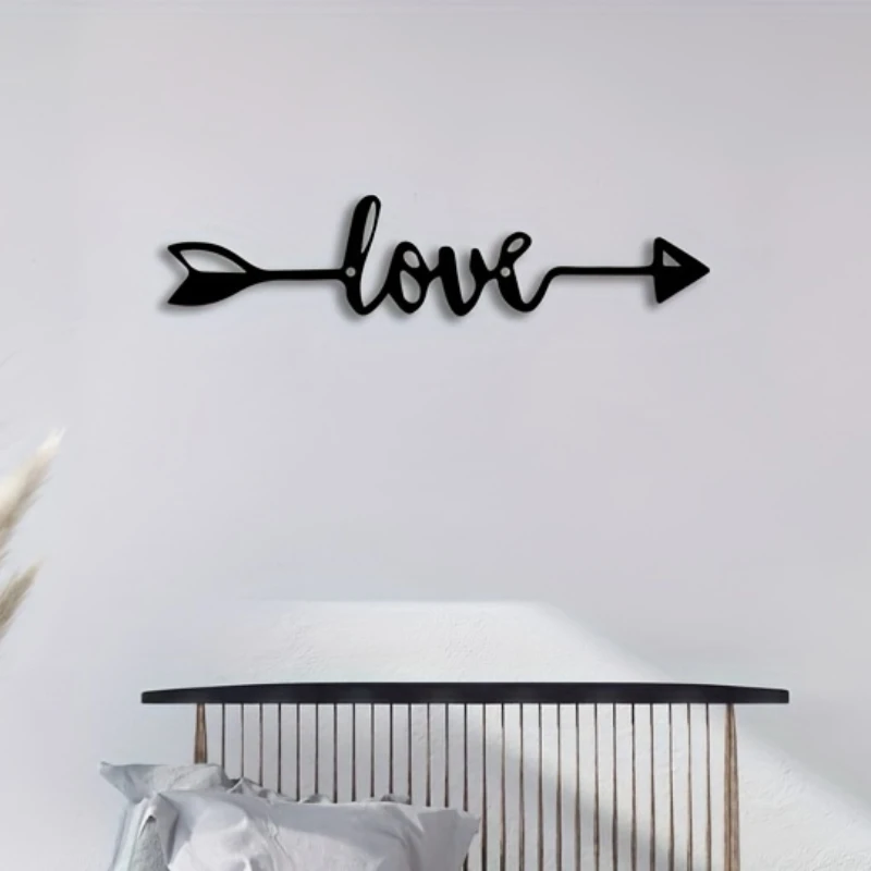 1pc, Modern Love & Arrow Metal Wall Art - Stunning Home Decor for Your Living Space Wall decor metal wall hanging Iron Crafts