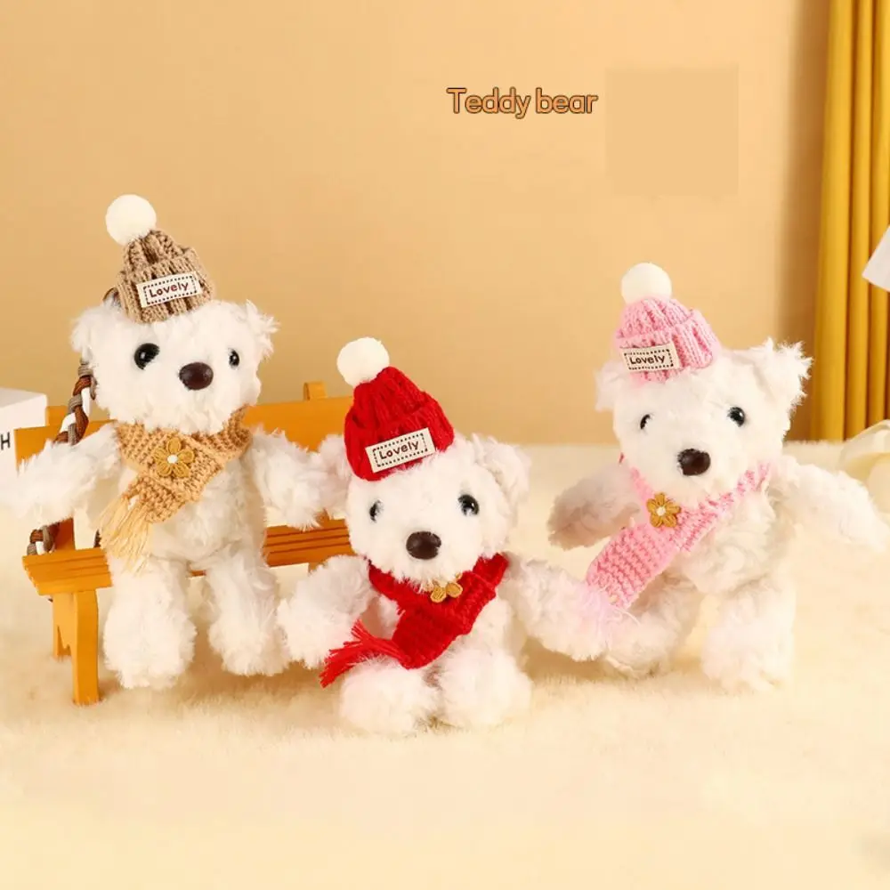 

Bag Pendants PP Cotton Bib Bear Plush Key Chain Anti-lost Creative Stuffed Bear Pendant Scarf Cute Bag Decoration Kids