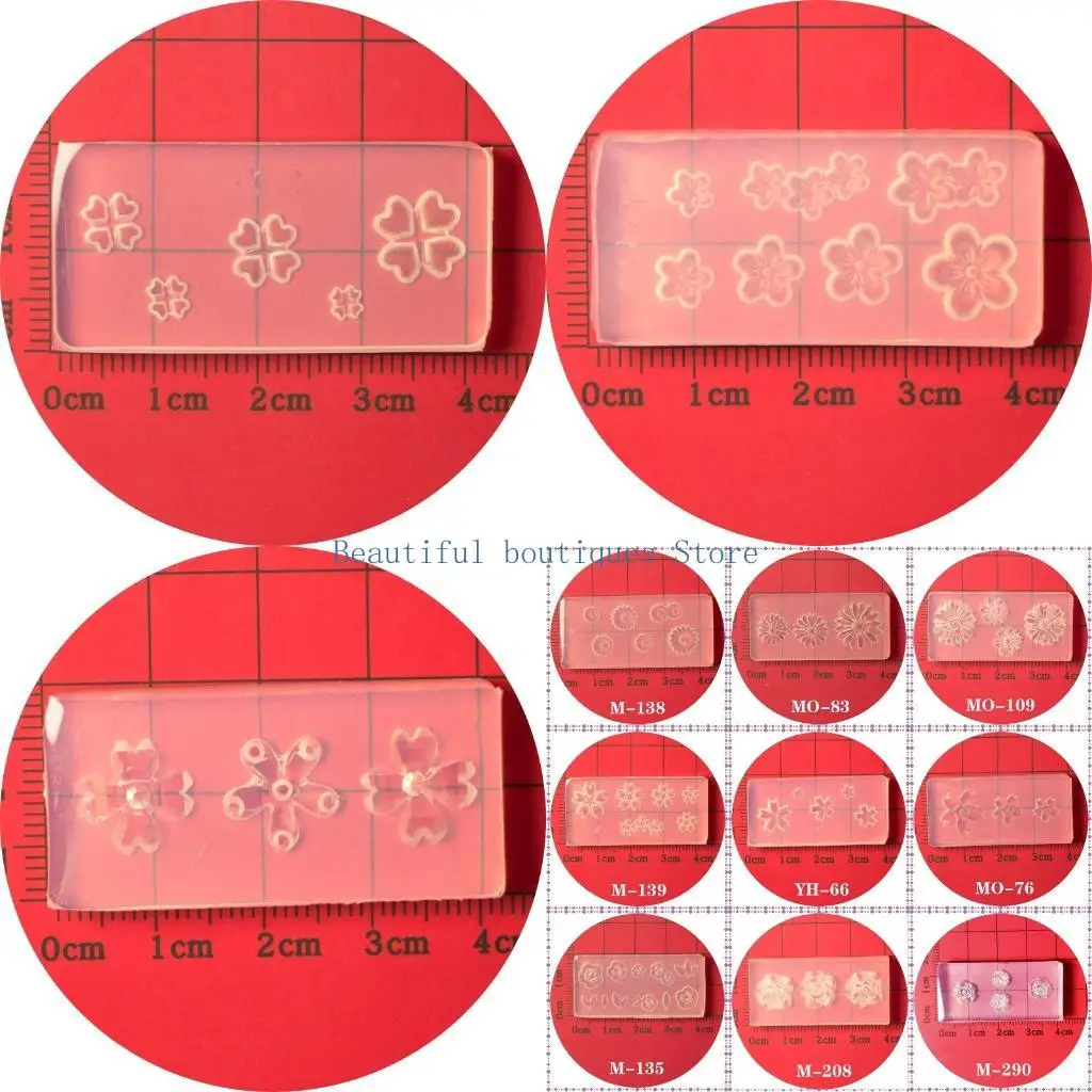 

U4LF Silicone Carving Mold 3D Various Size Five Petal Flowers Stamping Mold