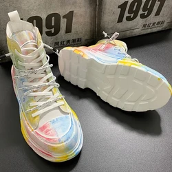 Fashion Hand-Painted Graffiti Sneakers Men Ankle Boots High Top and Thick Sole Personalized Board Shoes 2023 tenis de mujer