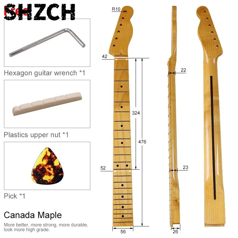 Yellow Electric Guitar Bright Neck Maple To Cased Electric Guitar Shank DIY Guitar Accessories FOR