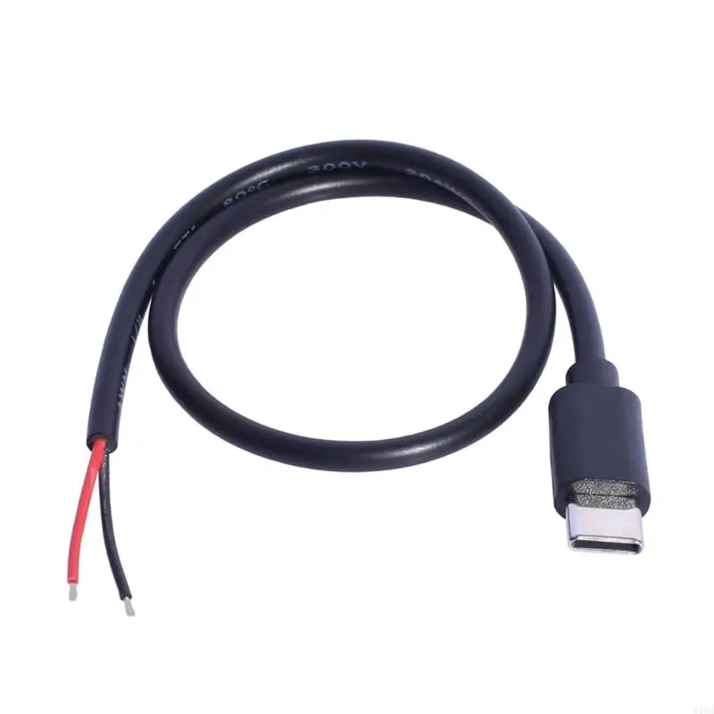 Cavo aperto da 30 cm USB C a 2 pin cavo nudo 15 W USB tipo C maschio 2 pin cavo di alimentazione a spirale cavo fai da te di ricambio per luce LED